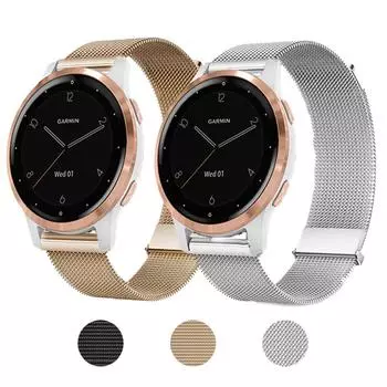 18 мм ремешок для часов GarminActive S WatchStrap с быстросъемной металлической магнитной застежкой Аксессуары для Garmin Vivomove 3s/move3S Band For GarminActive S чёрный