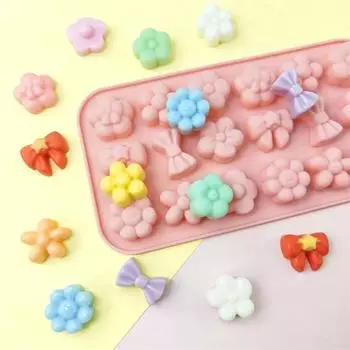 18 отверстий Цветочная серия Желейный шоколад Силиконовые формы DIY Звезда Бант Свеча Мыло Форма День святого Валентина Ромашка Подарки из шоколада