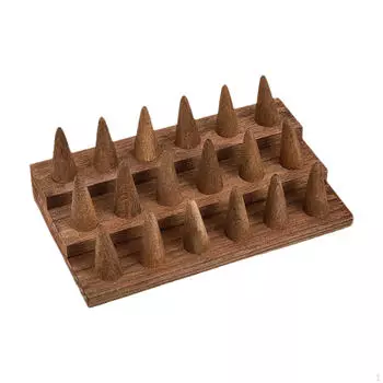 18 пальцев деревянная стойка для колец органайзер прочная коричневая декоративная 7.8x4.7x2.7 дюймов для розничной торговли