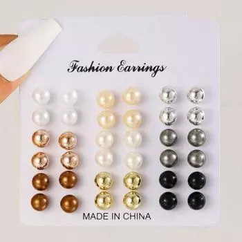 18 пар женских серег-гвоздиков из искусственного жемчуга в стиле ретро, гладкие гальванические антиаллергенные серьги