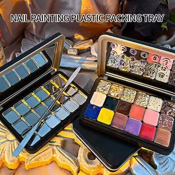 18 сеток акварель пигмент упаковка мини ручной увлажняющий ящик для хранения магнитная пустая акварель палитра принадлежности для дизайна ногтей чёрный