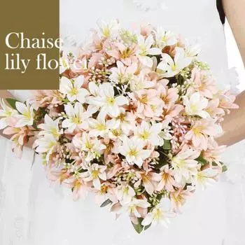 18 шелковых цветов искусственная лилия в европейском стиле многоцветная поддельная невеста букет цветов свадебное украшение для семейной вечеринки DIY 1pcs