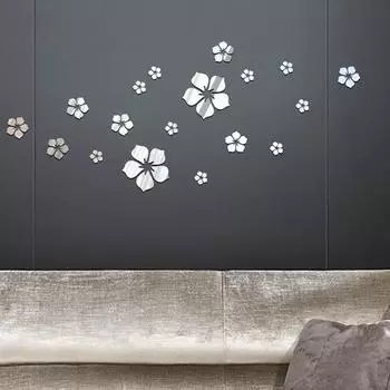18 шт. 3D DIY маленькие фрагментированные цветы зеркальные настенные наклейки акриловые самоклеящиеся зеркальные цветочные наклейки