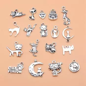 18 шт./компл., подвески в виде кошек, материалы для изготовления ювелирных изделий, материалы ручной работы