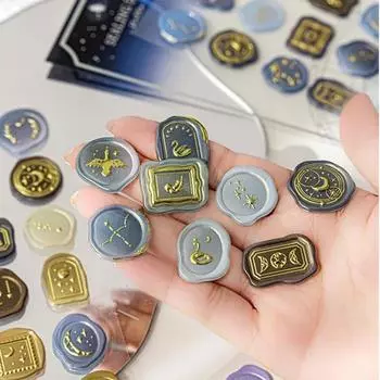 18 шт./компл. Ретро милый восковой штамп печать наклейка эстетический градиент цвета звездное небо конверт печать наклейка 3D скрапбук журнал наклейка