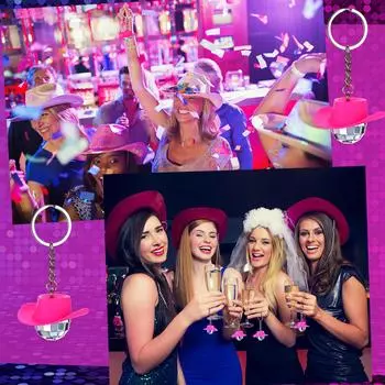 18 шт. ковбойская шляпа диско-шар брелок розовая шляпа диско-шар украшения мини-диско