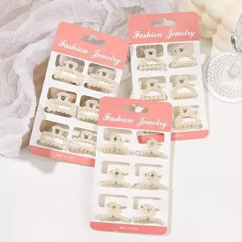 18 шт. Маленькие заколки-крабы для волос с жемчужным бантом для женщин, девушек, милые заколки, шпильки для укладки волос в форме сердца, аксессуары для волос