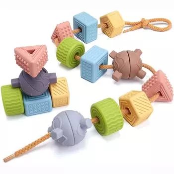 18 шт. мягкие строительные формы, бусины для шнуровки блоков для малышей, игра в метание, сортировка и укладка детских игрушек Монтессори, подарочные наборы для детей, мальчиков, девочек Package:31.6*15.6*4cm