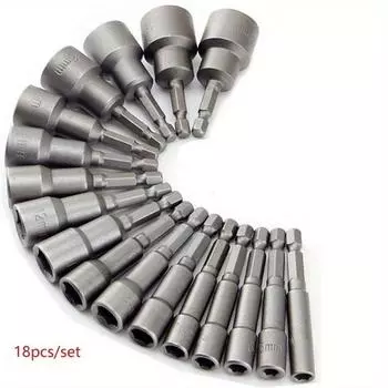 18 шт./набор 5 мм-13 мм Шестигранные головки Насадки-рукава Набор гайковертов Набор отверток Набор отверток Наборы бит Инструменты Торцевые ключи 18pcs/set