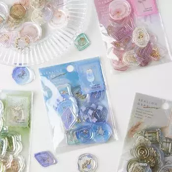 18 шт. наклейки с сургучной печатью изысканный узор яркий цвет DIY креативные простые в использовании эпоксидные наклейки с сургучной печатью подарочная упаковка DIY ремесленные товары для вечеринок жёлтый