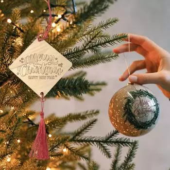 18 шт. незаконченных пустых деревянных долек, бирок, молитвенных карточек с кисточкой, самодельных деревянных этикеток с несколькими вырезами коричневый