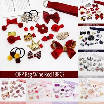 18 шт./пакет заколки для волос для девочек шпильки корона бант звезда цветок конфеты милые детские заколки серый