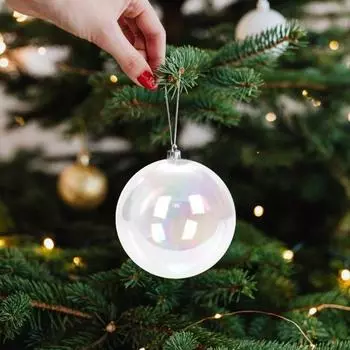 18 шт. переливающиеся рождественские шары DIY поделки котел на Хэллоуин пузырьковый пластиковый шар украшение для рождественской елки день рождения свадьба декор белый