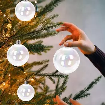 18 шт. переливающиеся рождественские шары DIY поделки котел на Хэллоуин пузырь пластиковый шар украшение на Рождество белый