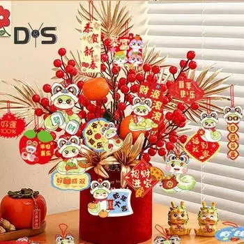 18 шт. подвесных подвесок на Новый год 2025 года. Подвеска в виде змеи, приносящая удачу. Подвеска в виде дерева с кисточками для украшения окна автомобиля. C