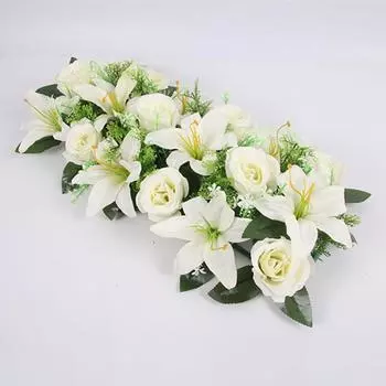 18 шт./пучок 43 см Искусственные цветы розы и лилии Роза и лилия Искусственные цветы Для дома Свадьбы Сада WHITE LILY&WHITE ROSE