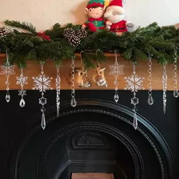 18 шт. Рождественские подвески в виде снежинок и сосулек, подвесные украшения, прозрачные акриловые подвесные сосульки в виде кристаллов