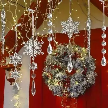 18 шт. Рождественские подвесные снежинки сосульки подвесные украшения прозрачные акриловые кристаллы подвесные сосульки украшения для украшения рождественской елки 1 Set