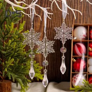 18 шт. Рождественские подвесные снежинки сосульки подвесные украшения прозрачные акриловые кристаллы подвесные сосульки украшения для украшения рождественской елки 1 Set