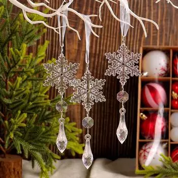 18 шт. Рождественские подвесные снежинки сосульки подвесные украшения прозрачные акриловые кристаллы подвесные сосульки украшения для украшения рождественской елки 1 Set