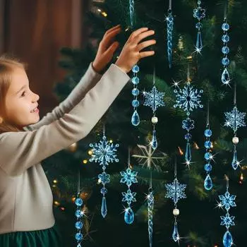 18 шт. рождественские снежинки, подвесные акриловые хрустальные снежинки, сосульки, украшения для рождественской елки, зимняя вечеринка, декор чистый