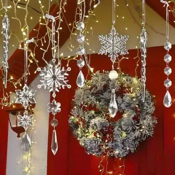 18 шт. рождественские снежинки, подвесные акриловые хрустальные снежинки, сосульки, украшения для Рождества чистый