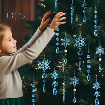 18 шт. рождественские снежинки, подвесные акриловые хрустальные снежинки, сосульки, украшения для рождественской елки, зимняя вечеринка, декор чистый