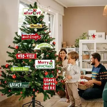 18 шт. Рождественские украшения Зеленый эльф бумажный уличный знак Рождественская елка подвесные украшения для украшения окон и стен на елку Sets