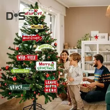 18 шт. Рождественские украшения Зеленый эльф бумажный уличный знак Рождественская елка подвесные украшения для украшения окон и стен на елку Sets