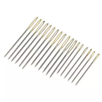 18 шт. швейных игл с большим ушком, золотистые, стабильные, простые в эксплуатации, бытовые принадлежности для ручного шитья