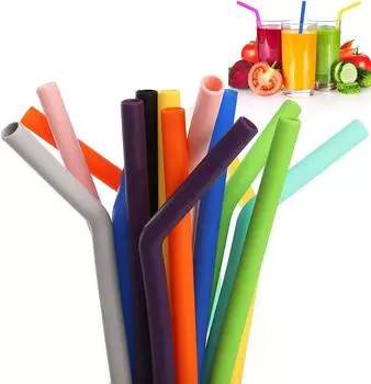 18 шт. силиконовых трубочек, многоразовые трубочки для питья, набор с 5 шт. щетками для чистки, экологически чистые трубочки для детей, молочные кофейные вечеринки, бар