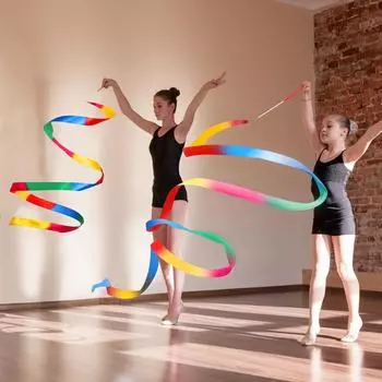 18 шт. танцевальных лент для детей, разноцветные ленты, ленты для художественной гимнастики, ленты для закручивания, полиэстеровые ленты, жезлы, танцевальная лента