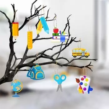 18 шт., украшения для школы, деревянный подвесной баннер, линейка, книга, рюкзак в форме автобуса, подвесной декор, украшения для вечеринки, принадлежности Sets