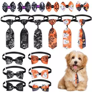 18 штук галстуков-бабочек для собак на Хэллоуин, регулируемые галстуки-бабочки для домашних животных и галстуки чёрный