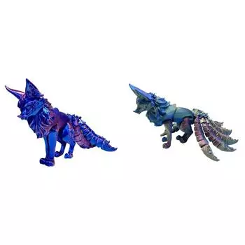 18 см 3D-печатная игрушка-девятихвостая лиса с подвижными суставами. Домашний декор. (красно синий)