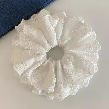18 см корейская резинка для волос из ткани карамельного цвета с кружевом, милые большие резинки, повязки для хвоста, женские аксессуары для волос белый