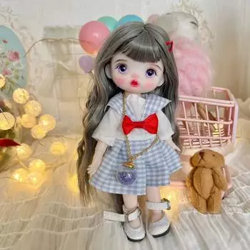 18 см костюм маленькой принцессы 3D глаза 23 сустава высокотемпературные волосы 8 точечные куклы BJD, детские куклы 18CM