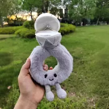 18 см забавное кольцо-предложение, мягкие игрушки в форме кольца, симпатичная коробка для кольца с бриллиантом, декор для вечеринки, свадьбы, специальный подарок для детей и друзей 18cm серый