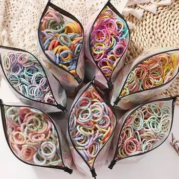 18 стилей, 100 шт./пакет, эластичные резинки для волос для девочек, детские прочные аксессуары для волос, детское кольцо для волос, веревка для головы, резинки для волос, головные уборы, оптовая продажа, подарок 100PCS