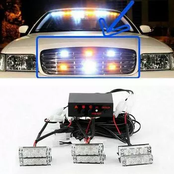 18 светодиодных стробоскопов аварийной мигающей сигнализации для легковых автомобилей, грузовиков, белого янтарного цвета 1PC