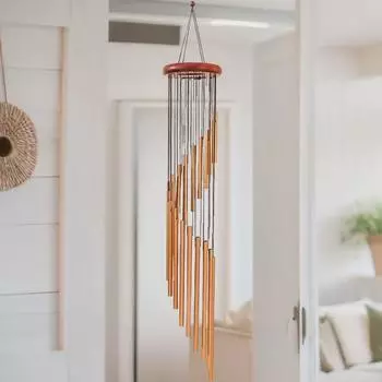 18-трубчатая вращающаяся музыка ветра из цельного дерева и алюминия для украшения дома и подарков серебряный