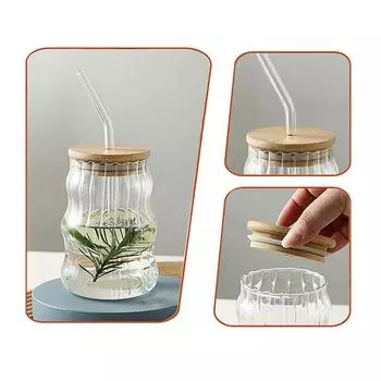 18 унций стеклянные стаканы с крышками и соломинками стеклянные стаканы для холодного кофе набор стаканов для питья бутылка Boba для Jumbo Smoothie Bubble Tea 401-500ml