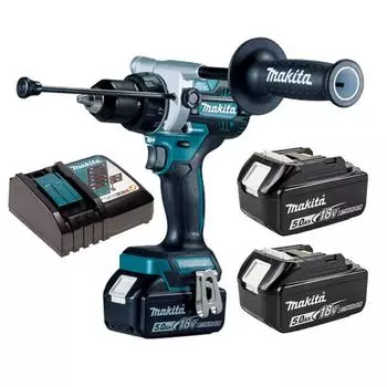 [18 В] Аккумуляторная ударная дрель Makida DHP486RTE [5,0 Ач, набор из 2 шт.]
