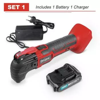 18 В осциллирующий многофункциональный инструмент, беспроводной реноватор с регулируемой скоростью, электрический триммер, 2 литиевых аккумулятора для аккумуляторных электроинструментов 388VF red красный