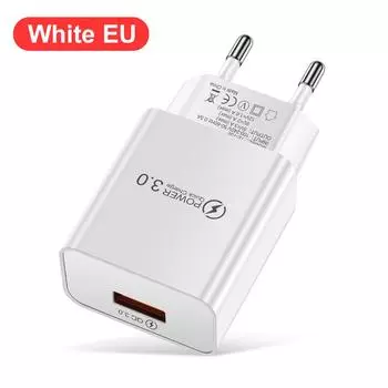 18 Вт 3A быстрое зарядное устройство USB зарядное устройство Quick Charge 3.0 телефон зарядное устройство для iPhone для Samsung Xiaomi 14 Redmi EU US Plug EU Plug White