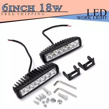 18 Вт 6 светодиодный автомобильный рабочий свет, яркий прожектор, универсальный внедорожный автомобильный грузовик, противотуманные фары, DRL, лампа дальнего света 12 В 1PC
