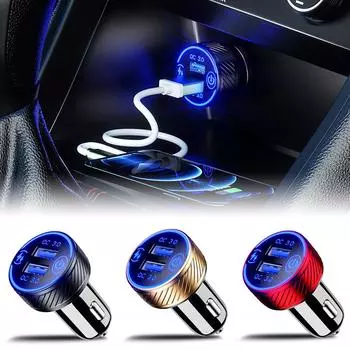18 Вт двойной QC 3.0 USB порт несколько автомобильных зарядных гнезд с сенсорным переключателем быстрое зарядное устройство автомобильный адаптер тройной алюминиевый металл 12 В 24 В чёрный