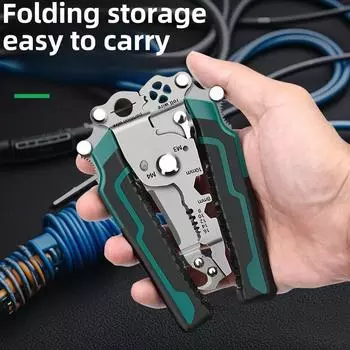 18-в-1 многофункциональные электрические инструменты: Складной инструмент для зачистки проводов с крючкообразным ножом, быстрая зачистка и резка проводов, отвертка и гаечный ключ Foldable wire strippers