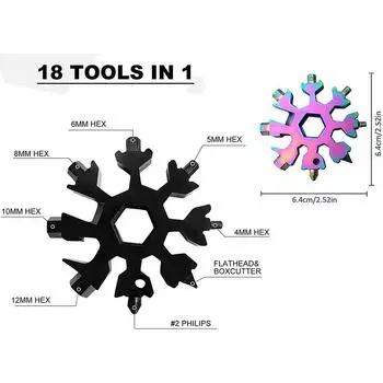 18-в-1 многофункциональный инструмент Snowflake для кемпинга на открытом воздухе, путешествий, приключений, повседневных инструментов для выживания, отверток из нержавеющей стали, открывашек для бутылок