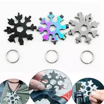 18-в-1 новая комбинация многофункциональных инструментов типа «Снежинка» Портативный инструмент «Снежинка» с кольцом для ключей Шестигранный ключ Домашние автомобильные инструменты серебряный